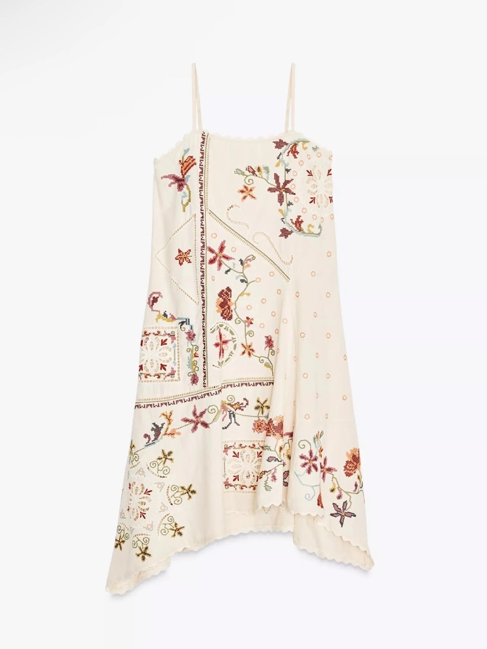 NWT Zara ZW Collection Asymmetric Floral Embroidered Dress XS - Picture 5 of 11